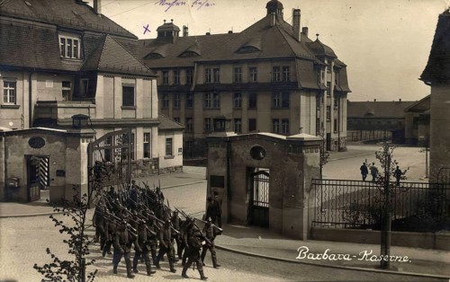 Historical postcard around 1900, Barbara barracks, Bautzen, Saxony, Germany, digital reproduction