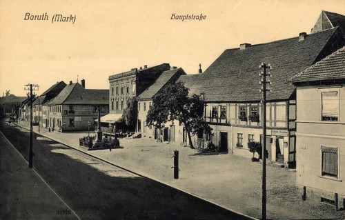 Historical postcard around 1900, Baruth in der Mark, main street, town in the Teltow-Fläming