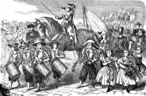 Die Kinderzeche von Dinkelsbühl, Bavaria, Germany, woodcut from 1864