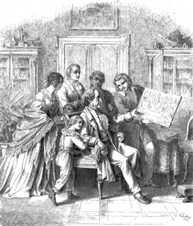 Visiting Johann Wolfgang von Goethe, 1749-1832, woodcut from 1864