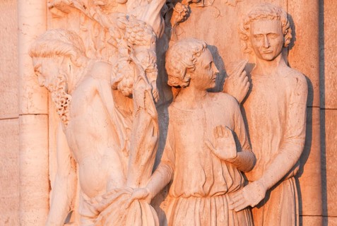 Doge's Palace, corner capital Noah's drunkenness with his sons Sem (covering Noah's nakedness with