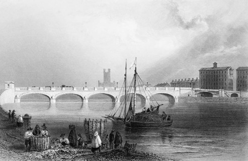 Wellesley Bridge, Shannon River Bridge, County and City of Limerick, Ireland, idyllic riverside