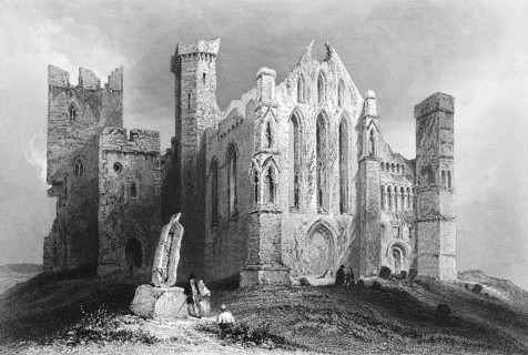 Medieval ruins of Cashel at the entrance to town, former Gothic cathedral, County Tipperary,
