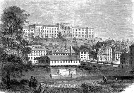 The Federal Polytechnic in Zurich, Switzerland, woodcut from 1864