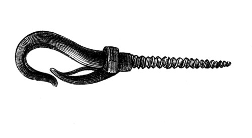 Instruments of torture: witch hooks, woodcut from 1864