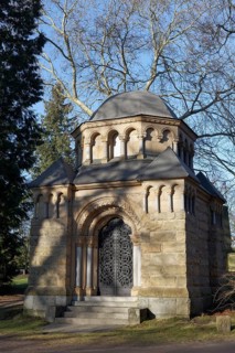 Pompous mausoleum of the Heynen family, Romanesque style, Nordfriedhof Düsseldorf, North