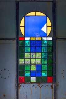 Colored window in a grave of the first Jewish mayor Dr. Eduard Reiss in Czernowicz, 1850-1907,