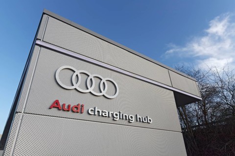 Audi charging station for electric cars on EUREF Campus Düsseldorf, European Energy Forum for