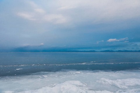 Lake Baikal, Siberia, Russia. The vast Lake Baikal frozen during Winter