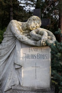 Julius Boos grave with sculpture of a mourning woman, Nordfriedhof Düsseldorf, North