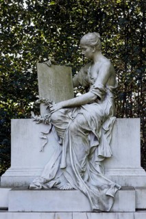 Historic grave of the Schulte family with marble sculpture by sculptor Friedrich Kühn, Eduard