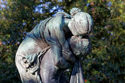 Grave sculpture Reunion by sculptor Friedrich Coubillier, Schiess Pfeifer Historical Grave Site,