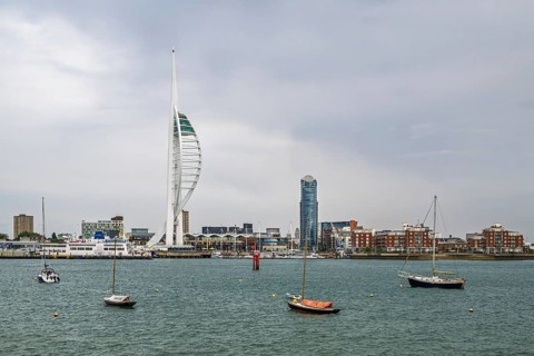 Portsmouth Harbour over Spinnaker Tower, Portsmouth, Gosport, England, United Kingdom