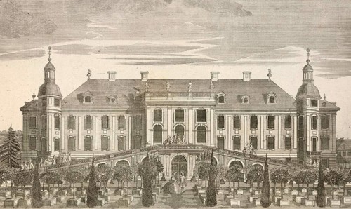 Margrave's Castle in Schwedt, garden side, around 1850, Germany, authentic, digitally restored