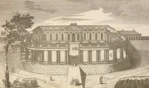 Royal pleasure palace Sanssoucy, Sanssouci near Potsdam, back, around 1850, Germany, authentic,