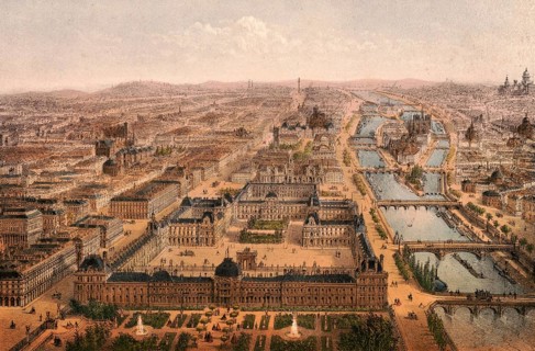 Panorama of the Jardin des Tuileries, Tuileries Garden, 25-hectare French Baroque garden in the 1st