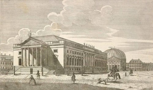 Royal Opera House in Berlin, Germany, around 1850, authentic, digitally restored reproduction from