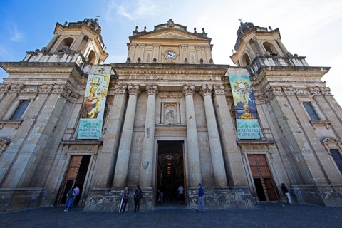 Cathedral or Catedral Metropolitana de Santiago de Guatemala, in the old town zone 1, Guatemala
