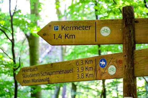 Schleiden, North Rhine-Westphalia, Germany — Eifel National Park. Information sign, Heimbach,