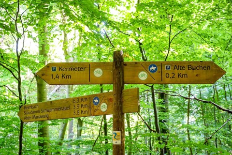 Schleiden, North Rhine-Westphalia, Germany — Eifel National Park. Information sign, Heimbach,