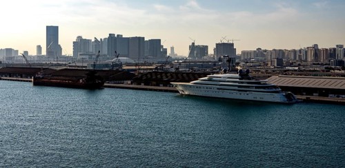 Cruise ships at the cruise terminal in Abu Dhabi, UAE, United Arab Emirates