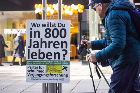 2026 state election in Baden-Württemberg. Election advertising in the city center of Stuttgart.