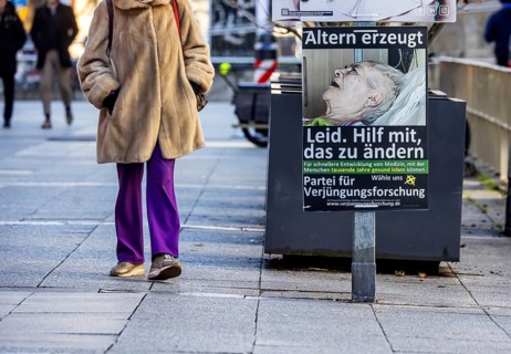 2026 state election in Baden-Württemberg. Election poster in the city center of Stuttgart. Poster