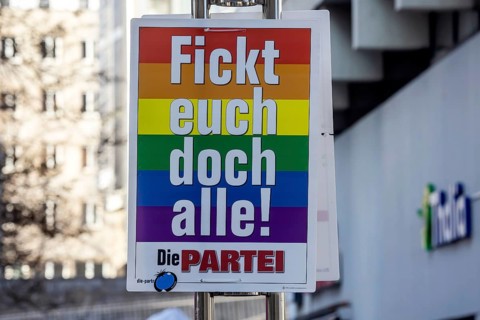 2026 state election in Baden-Württemberg. Election advertising in the city center of Stuttgart.