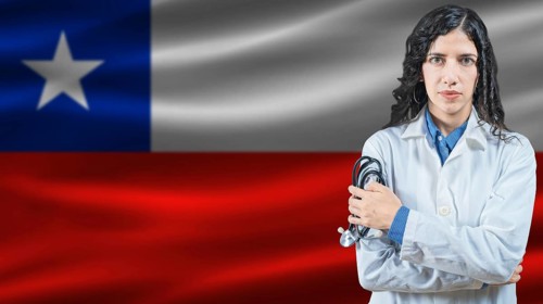 Chilean national health system, Medical professional on Chile flag background