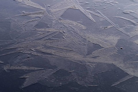 Crystal-like ice structures, frozen lake, Finland
