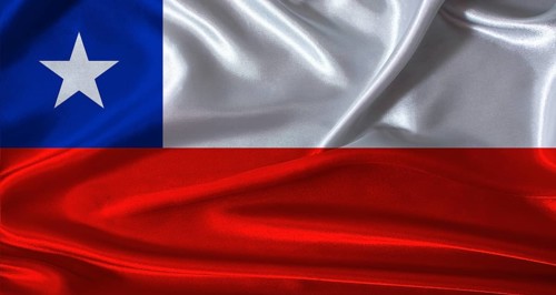 National flag of Chile with cloth texture. Chile flag with realistic texture background