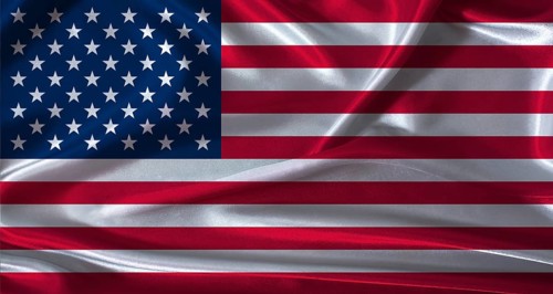 National flag of the United States with cloth texture. United States flag with realistic texture