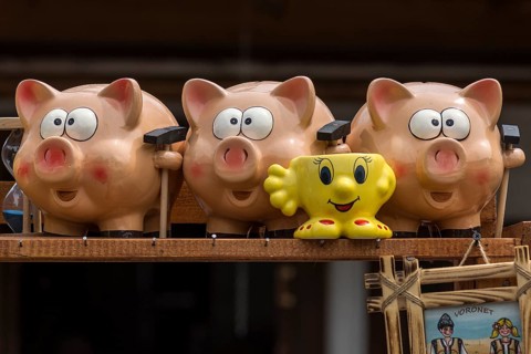 Piggy banks as souvenirs, Vorone?, Romania