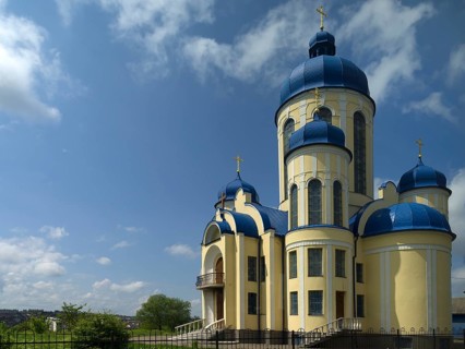 Newly built Greek Orthodox church near Siret, Romania