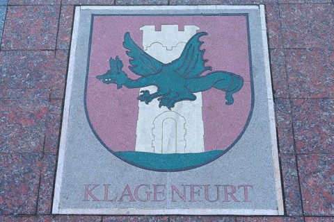 Floor plate of Klagenfurt, Germany, on the central square in Czernowicz, Ukraine