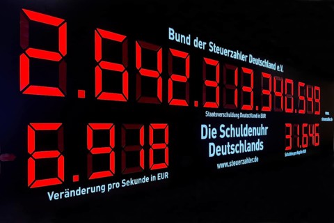 Germany's debt clock, as of 21.01.2026, government debt in Germany 2 trillion 642 billion 313