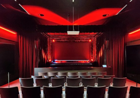 Empty hologram Theater Holo-Voices, communication with eyewitness holograms of concentration camp