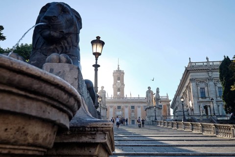 Staircase leading to the Capitoline Square, Statues of the Dioscuri Castor and Pollux, Piazza di