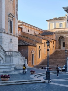Morning light on Piazza del Campidoglio on Capitoline Hill, Capitol Square, Rome, Lazio, Italy