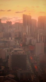 City view at sunset with silhouettes and warm colors, Batumi, Georgia