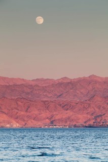 Eilat, Israel, Middle East. From across the red sea in Eilat Aqaba in Jordan on the opposite side