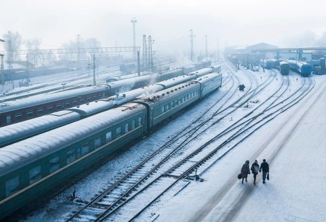 Irkutsk, Siberia, Russia. The train station where the Trans-Siberian railway stops mid-way in its
