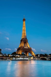 Paris, France, Europe. The Eiffel tower from across the river
