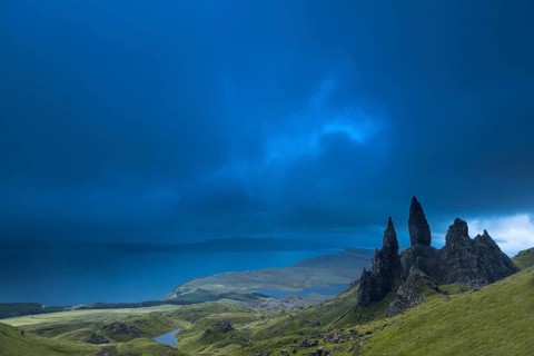 Isle of Skye, Scotland, UK. The Old Man of Storr during a storm