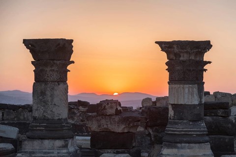 Galilee, Israel, Middle East. Ruins from the magnificent Ancient city of Hippos or Sussita a Greco