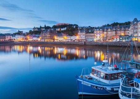 Oban, Argyll and Bute, Scotland, UK. Traditional fishing boats at the port in Oban