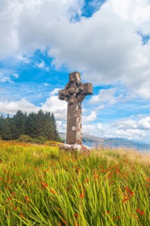 Isle of Mull, Scottish Highlands, Hebrides, UK. A Celtic cross