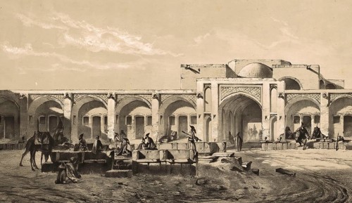 The inner courtyard of the caravanserai of Mahyar, also known as Mayar, is considered an
