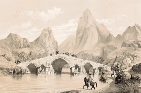 Pont du Kizil-Hauzen, also Kizil-Hauzen Bridge or Kiz Bridge, historic bridge over the river Qizil