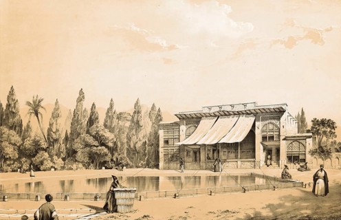 The Palace of Bagh-No, Nou Bagh in Shiras, Shiraz, Iran, authentic, digitally restored reproduction